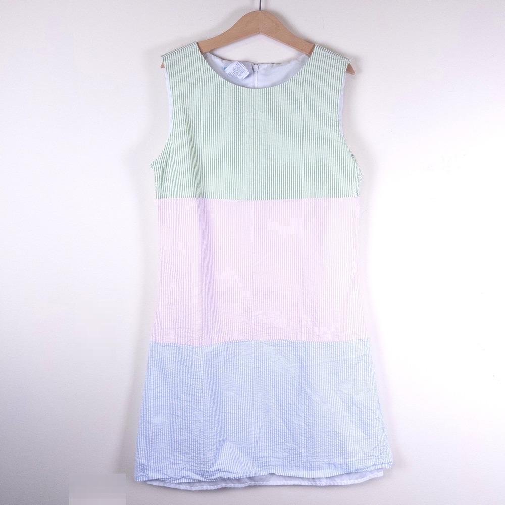 Bella Bliss‎ Seersucker Dress Kids 12 Multicolor Striped Colorblock Sleeveless